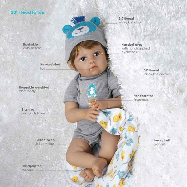 Paradise Galleries Lions & Tigers & Bears, Oh My! Realistic Baby Doll