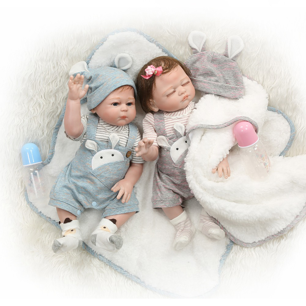 49cm Full Body Silicone Reborn Baby Doll Twins Boy and Girl Baby Reborn - World  Reborn Doll