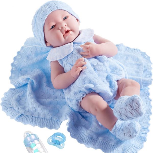 JC Toys - La Newborn Comes With Blue Knit Outfit and Accessories