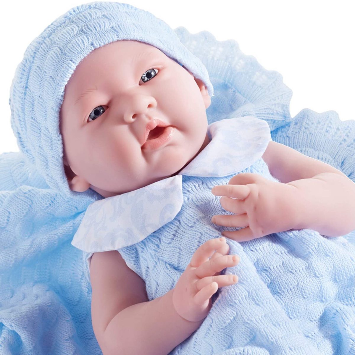 JC Toys - La Newborn Comes With Blue Knit Outfit and Accessories