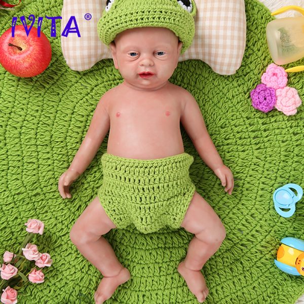 IVITA 46cm Silicone Body Reborn Baby Dolls Alive Babies Girl and Boy Opened Eyes Toys