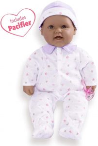 JC Toys Soft Body Baby Doll Removable Purple Outfit Hat and Pacifier