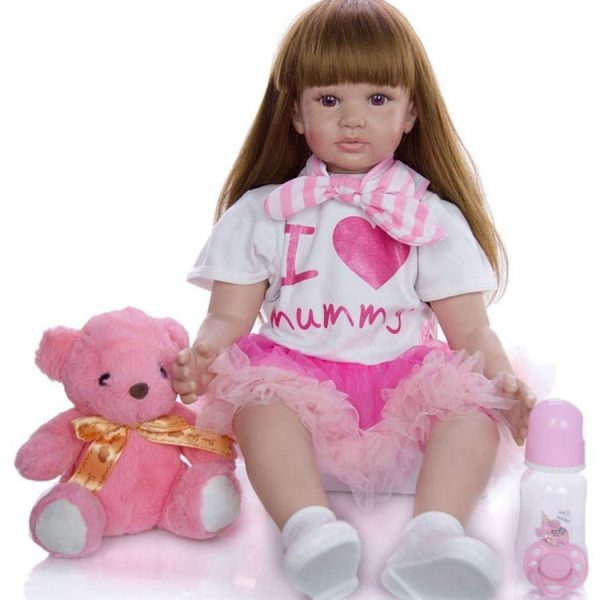 Soft Vinyl Handmade 24inch Realistic Lifelike Toddler Princess Baby Girl Dolls with Long Hair