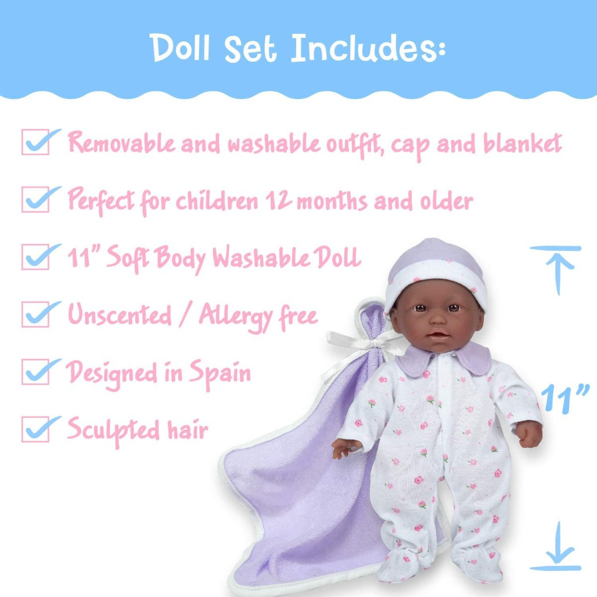 JC Toys - La Baby Removable Pink Outfit Hat & Blanket
