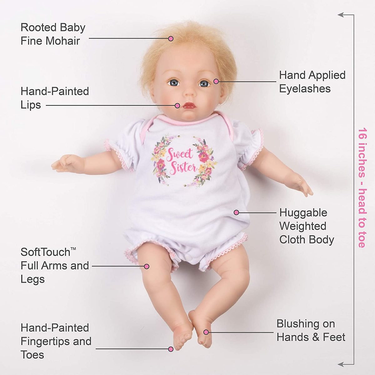 Paradise Galleries Realistic Baby Doll 8-Piece Reborn Doll Gift Set