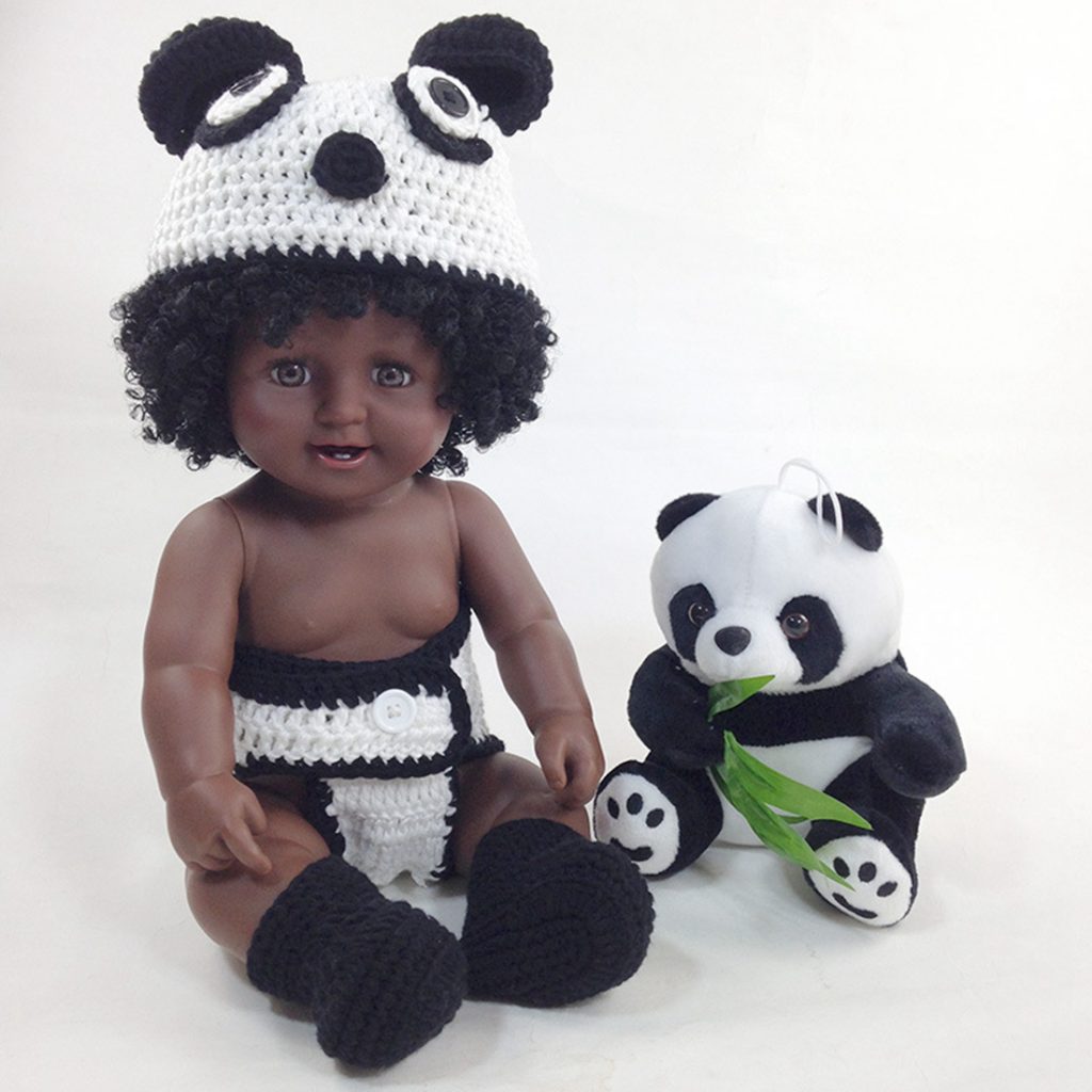 Full Silicon African Doll Black Panda Costume Baby Doll - World Reborn Doll