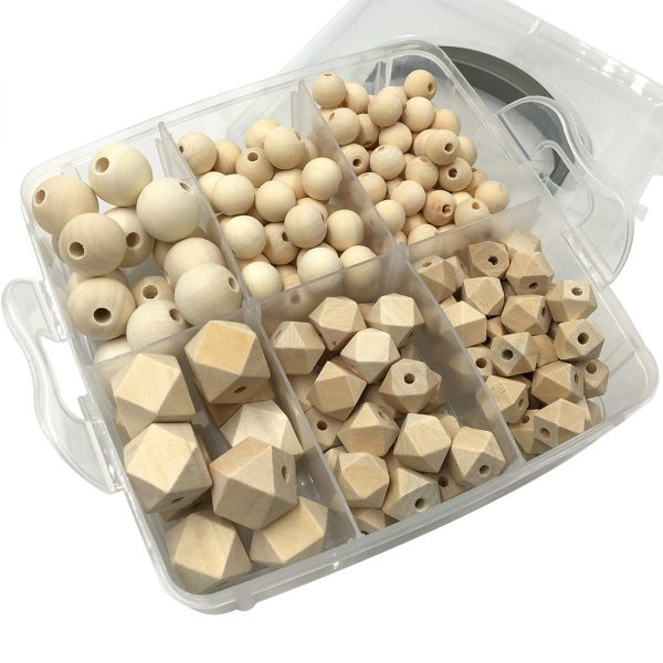 DIY Teething Beads Wooden Hexagon Bead Round Beads