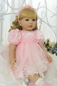 60CM Reborn Toddler Girl Curly Blonde Hair Princess Lifelike Baby
