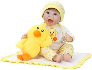 NPK 55CM Reborn Baby Doll Lifelike Newborn BabyDuck Dress Set