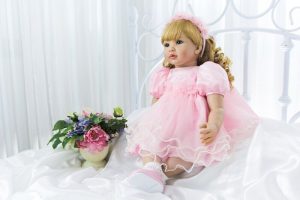 60CM Reborn Toddler Girl Curly Blonde Hair Princess Lifelike Baby