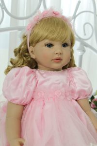 60CM Reborn Toddler Girl Curly Blonde Hair Princess Lifelike Baby