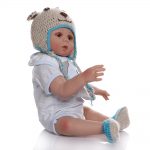 NPK 48CM Baby Doll Reborn Baby Boy Doll in Blue Dress