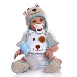 NPK 48CM Baby Doll Reborn Baby Boy Doll in Blue Dress