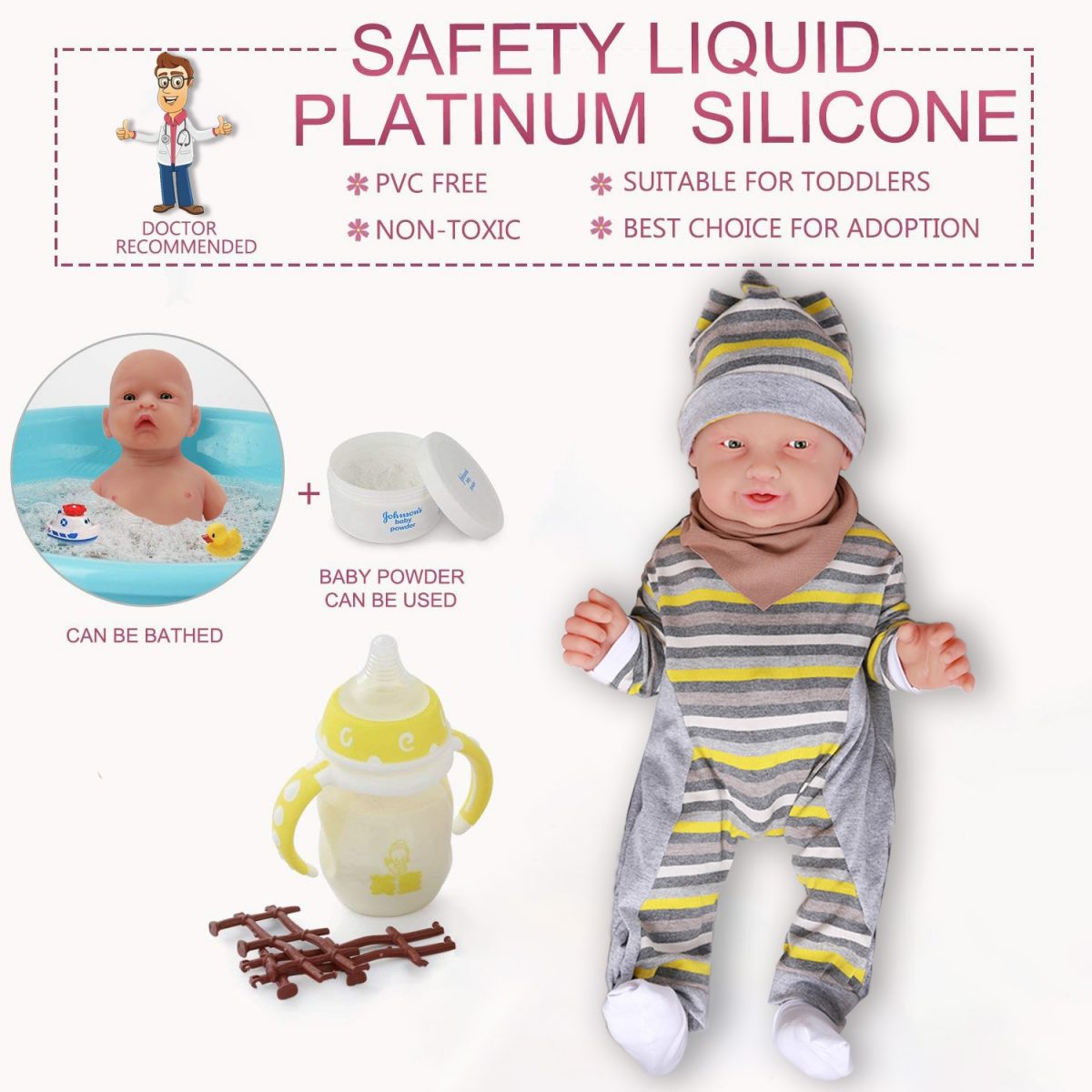 Original Full Silicone Reborn Baby Dolls Eyes Opened