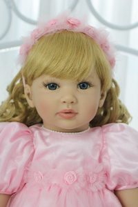 60CM Reborn Toddler Girl Curly Blonde Hair Princess Lifelike Baby