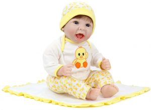 NPK 55CM Reborn Baby Doll Lifelike Newborn BabyDuck Dress Set