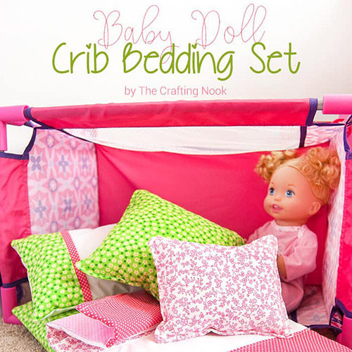 Baby-Doll-Crib-Bedding-Set the bed comes with its own sheets, quilt and pillows,