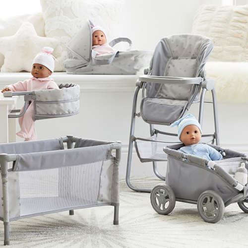 gray-stars-doll-highchair bassinet