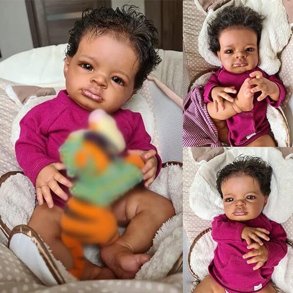 20inch Dark Brown Skin Reborn Baby Doll Lifelike Baby Collectible Doll
