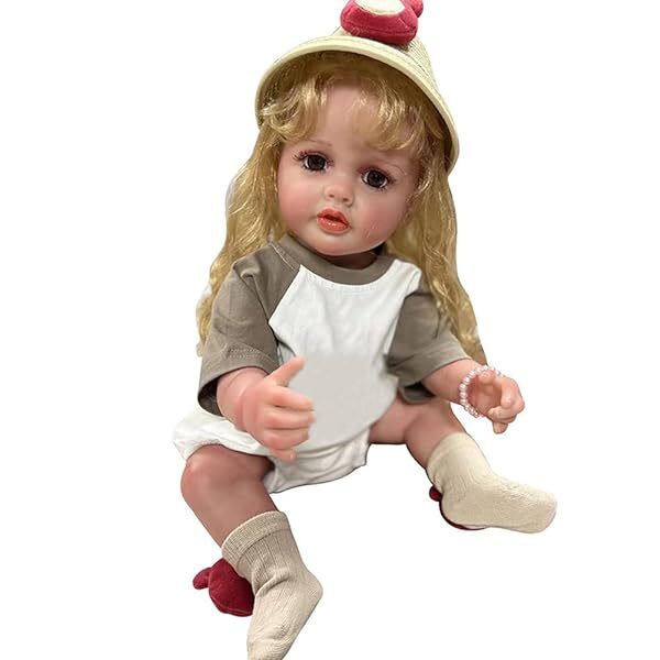 22 Inch 55cm Handmade Reborn Baby Doll with Long Hair Soft Touch Baby Girl Doll