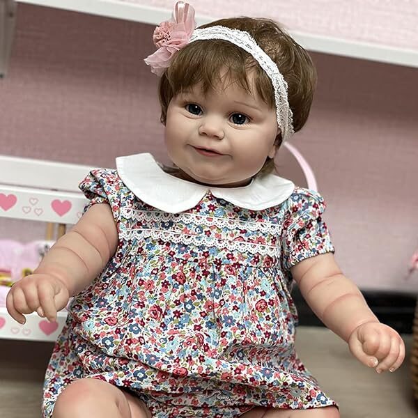 24 Inch 60cm Handmade Reborn Baby Girl Doll with Soft Touch Cotton Body for Kids Play Toy Gifts
